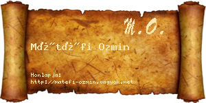 Mátéfi Ozmin névjegykártya